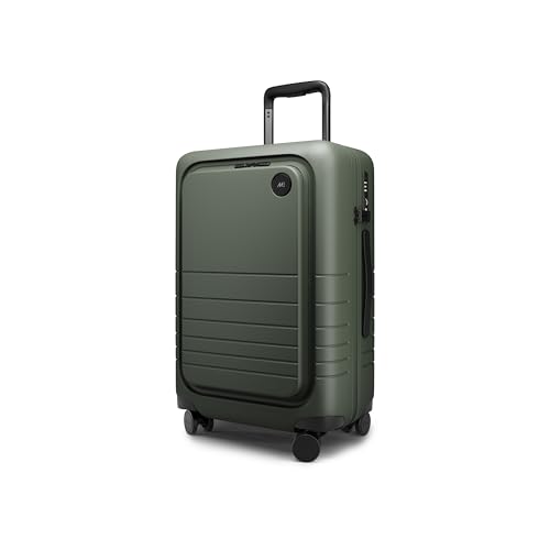 Image of Monos Carry-On Pro Plus Luggage 23 Inch - Hardside Spinner Suitcase with TSA Lock & Laptop Front Pocket | Airline Approved, 42L Polycarbonate Rolling Carry On | Fits 16 inch Laptop | Olive Green