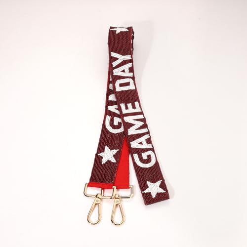 Image of Game Day Purse Straps Replacement Beaded Purse Strap Wide Crossbody Bag Straps Stadium Football Clear Bag Straps Accessories (Burgundy White)