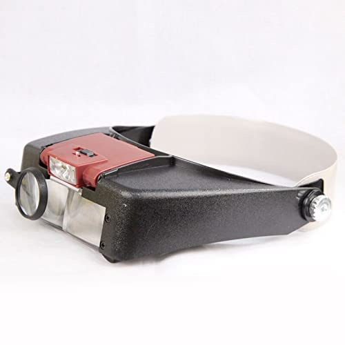 Lupa Lupa de Diadema con Lupa LED para Leer Lupas de Lupa Reparación de Relojes de joyería con 2 Luces LED (Gris)