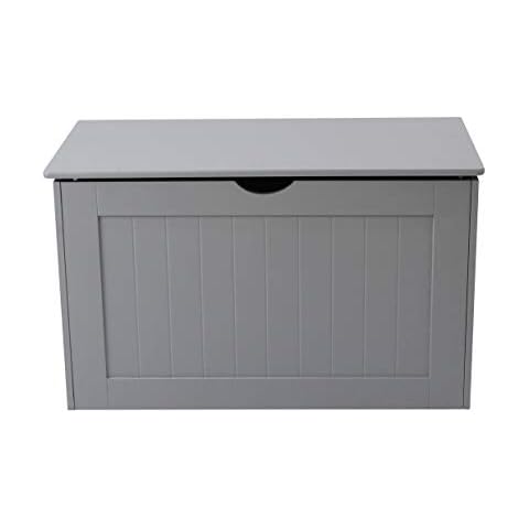 House & Homestyle Ashby Grey Shaker-Style Blanket Box - Medium Sized Wood Effect Blanket/Laundry Storage Box with Hinged Lid - H46.5 x W81 x D40 cm - Grey Cover