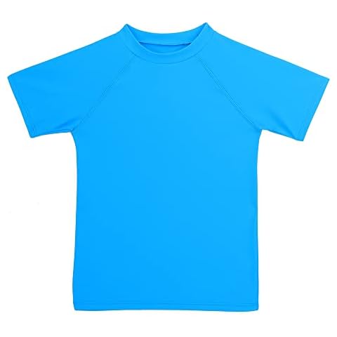 KAKU NANU Boys Rash Guard UPF 50+ Sun Shirt Toddler Short Sleeve, Sky-blue, 12 Cover