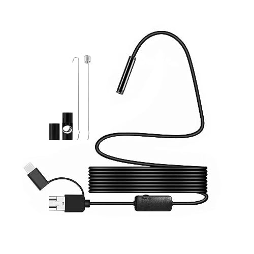 Endoscopio Industrial De Alcantarillado 5, Mm/7 Mm Tubería Endoscopia Tipo C Mini Cámara Serpiente Flexible Boroscopio Automotriz 3 En 1 Puerto USB Micro-USB PrecisióN Clara(2m,5.5mm Hard Cable)