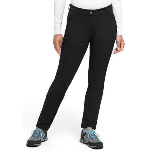 Maier Sports Helga Slim, Warme Damen Wanderhose, Wasserabweisende Outdoorhose für Trekking und Hiking, Enganliegender Schnitt, PFC-frei, mSTRETCH pro 2 & Dryprotec-Technologie, Schwarz, 38 (W30/L31)