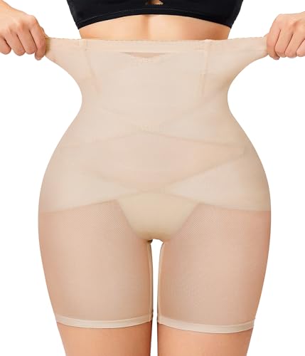 KUMAYES Fajas Reductoras Mujer Adelgazantes Braguitas Moldeadoras Cintura Alta Invisible Faja Sin Costuras Control de Barriga Body Shaper (XXL, Beige)