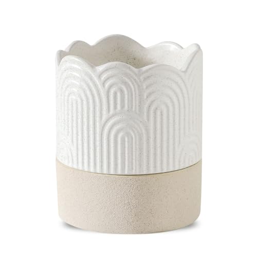 Nihow Ceramic Self Watering Pots for Indoor Plants, 4.5 Inch,Beige