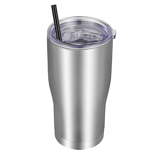 Image of VEGOND 20oz Tumbler Stainless Steel Tumbler Cup with Lid And Straw Vacuum Insulated Double Wall Travel Coffee Mug(Stainless 1 Pack)