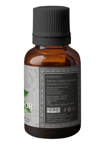 Image of Heilen Biopharm Camphor Essential Oil - 15 mL Per Bottle Pack of 1, For Aromatheraphy & Insect Repellent (Cinnamomum camphora)