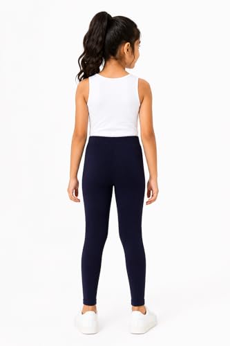 Image of BODYCARE Girls Cotton Stretch Leggings, Elastic Waist Ankle Length Leggings for Kids, Soft