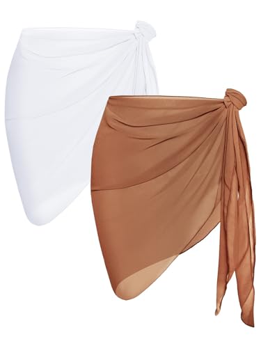 Image of CHICGAL 2 Pieces Women Beach Sarong Bathing Suit Wrap Skirt Sheer Bikini Swimsuit Cover Ups for Swimwear