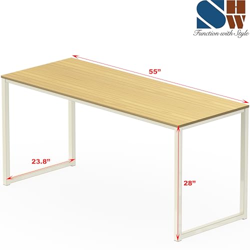 Image of SHW Mission 55-Inch Home Office Computer Desk, Oak