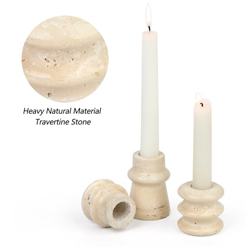 Vixdonos Natural Stone Candle Holder Set Of 3 Taper Candle Candlestick Mantle Candle Stand For Home Decor,Wedding,Party And Table Centerpieces thumb #2