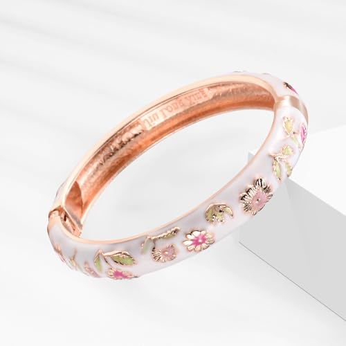 Image of UJOY Bangles 5 Pcs Enamel Jewelry Set Rose Flower Engraved Cloisonne Bracelets Pack in a Box 5PCS