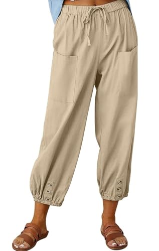 Women's Casual Beachy Drawstring Pants Plus Size Tapered Slacks Christmas Elasic Trousers