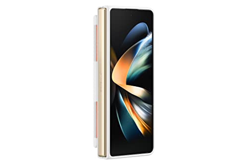 Image of SAMSUNG Galaxy Z Fold4 Silicone Grip Cover, Protective Phone Case with Finger Strap, Matte Finish, Soft Surface, Handheld Design, US Version, White