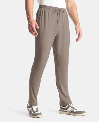Image of Jockey SP16 Men's Soft Touch Microfiber Elastane Slim Fit Active Wear Trackpants with Side Pockets