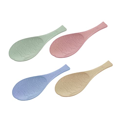 PRETYZOOM 4pcs Cartoon Fish Rice Spoon Set Non-stick Rice Scooper Straw Pp Material Easy to Carry for Outdoor Activities Random