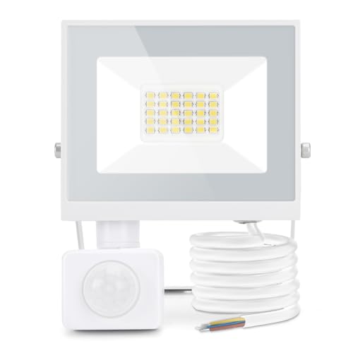 Aigostar 20W Projecteur LED Détecteur de Mouvement,1800LM Ultra Mince Spot LED Extérieur Avec Détecteur,Lumière de Sécurité Etanche IP65 pour...