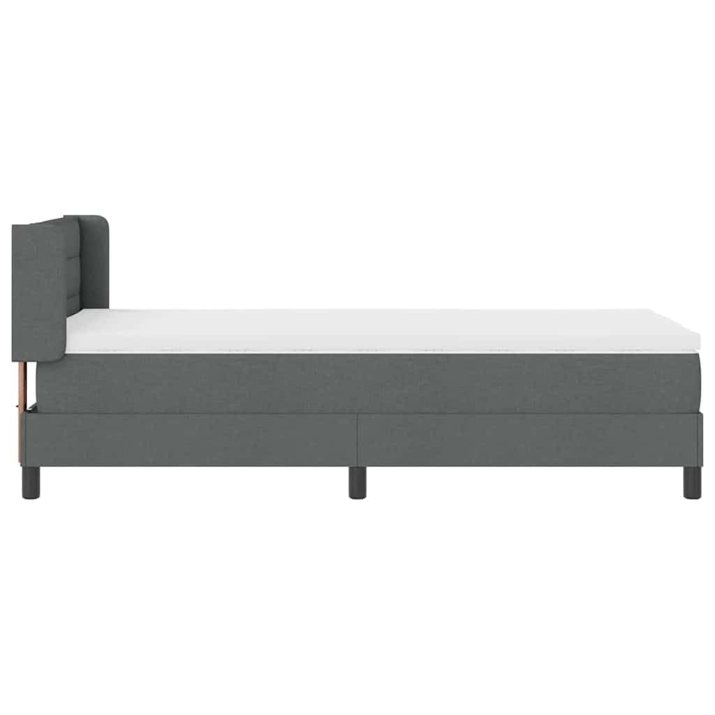 Polyester Boxspringbett modernes Design Kiefernholz Grau 200 x 80 cm | Boxspringbett mit Matratze Dunkelgrau 200x80 cm Polsterbett mit verstellbarem Kopfteil, Taschenfederkern-Matratze und Topper,