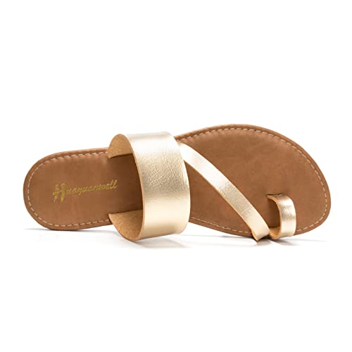 Image of Huayuanwell Women's Slide Sandals Slip On Flat Sandals Flip Flop Thong Sandals Casual Summer Sandals