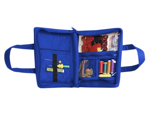 Image of Yazzii Sewing Notions Tote- Portable Sewing Accessories Organizer w Detached Sleeves - Royal Blue