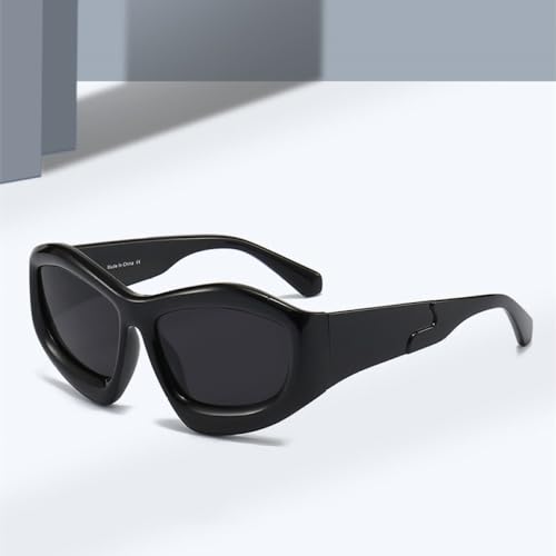 Lunettes de soleil oeil de chat au design polygone rétro et verres teintés bleu gris - 2