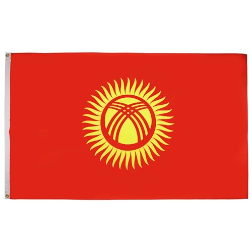 AZ FLAG - Bandera Kirguistán - 90x60 cm - Bandera Kirguisa 100% Poliéster Con Ojales de Metal integrados - 50g - Colores Vivos Y Resistente A La Decoloración