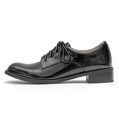 Oneeno Women's Classic Lace-Up Black Smooth Leather Oxford 9 M Us #TOP1
