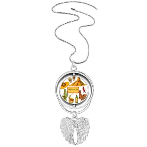 Pendentif ailes d'ange rotatif à effet anti-stress pour collier Sombrero Mexico