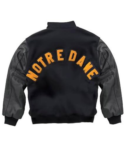 Notre Dame Irish Wool Leather Sleeves Varsity Jacket2