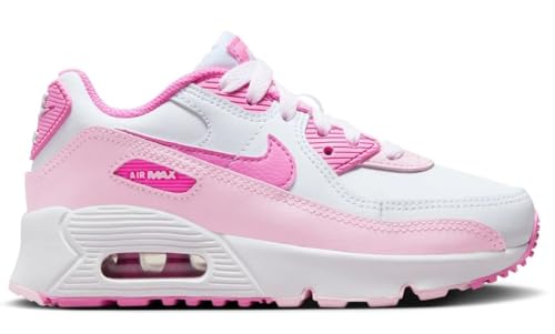 Nike Air Max 90 Little Kids' Shoes (FZ3558-100, White/Pink Foam/Playful Pink)