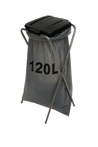 gardivo Müllsackständer 120 l, Müllsackhalter, Ständer für Müllsäcke, Abfalltrenner Müllbeutelhalter rostfrei innen außen, Klappe mit Beutelhalter, recycelter Kunststoff (Schwarz)
