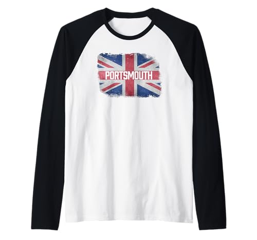 Portsmouth | United Kingdom British Flag Vintage UK Souvenir Raglan Baseball Tee