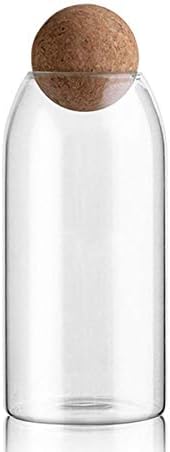 SVY Glass Storage Jar with Airtight Seal Wood Lid Ball Clear Jar (1000 milliliter)