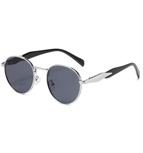 Image of Designer Ellipse Round Sunglasses for Men and Women - UV400 Protected Stylish Branded Goggles for Fashion Casuals Party Driving Travel - Metal Frame Unisex Retro Sun Glasses