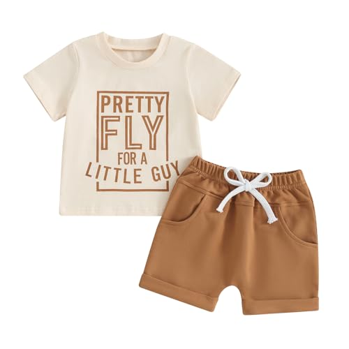 Image of BemeyourBBs Toddler Baby Boy Summer Clothes Funny Letter T Shirt Elastic Waist Pockets Shorts Set 2 Piece Outfit