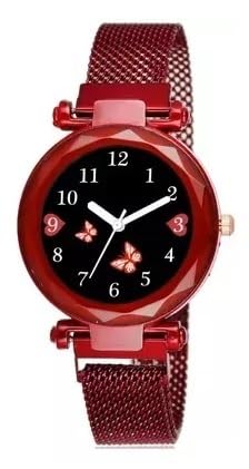 Tymor Queen Magnet Belt Multicolour Dail Flower Base Wrist Watch for Women and Girls (Red) (B0CBCBB6S4) Amazon Price History, Amazon Price Tracker