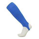 AMENGJ kompressionsstrümpfe ohne fuß 1 Paar Lange Ferse Fußball Socken Bein Schutz Kalb Shin Guard Druck Fußball Socken Unisex(Blue)