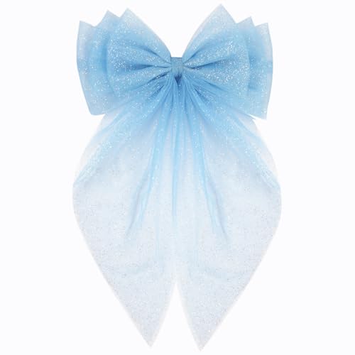 Image of Radhu & Kabby Hair Bows for Women /Girls | Hand made Netbows | Net Tail Hairbow | Fancy & Stylish Hair Accessories | Anti-Hair Fall Hairclips | Blue, Brown, Pink | Pack of 3
