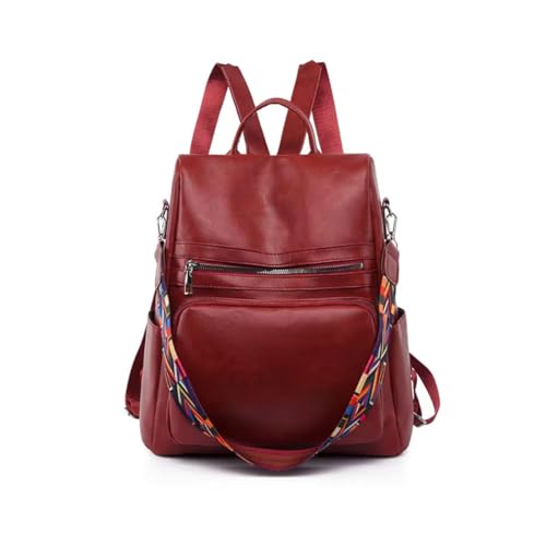 Mochila Feminina Oxford Anti-roubo Impermeável, Grande, Unissex, Preta (Vermelho)