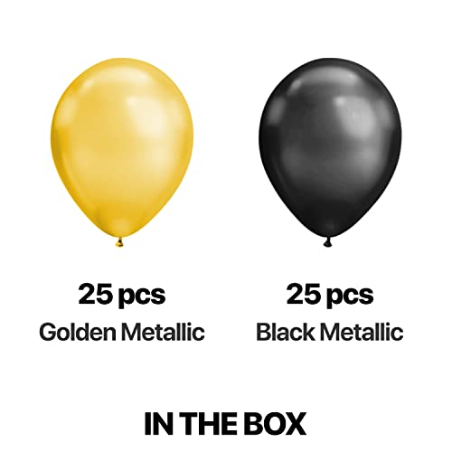 Image of ITAF Gold & Black Metallic Finish Shiny Balloons For Birthday /Anniversary /Engagement /Wedding /Baby Shower /Farewell /Any Special Event Theme Party Decoration - Pack of 50