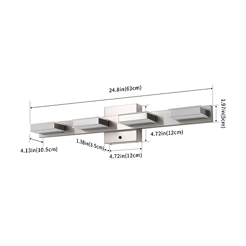 Mirrea WJQ0630D10T1N01 24 Inch Brushed Nickel Vanity Lights For Bathroom 4 Light Vanity Lighting Fixtures For Mirror 3 Cct Adjustable Led Vanity Light thumb #5