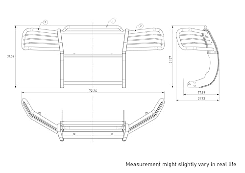Image of Black Horse Off Road Grille Brush Bumper Guard Modular Stainless Steel Compatible with 2002-2009 GMC Envoy-17GD26MSS