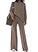 Pink Queen Damen 2-teiliges Stehkragen Pullover Lounge-Set Homewear Hose weitem Bein Trainingsanzug Outfits Khaki M