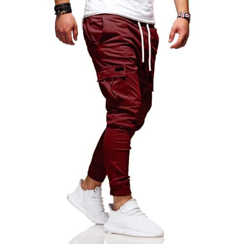 Men's Stylish Work Cargo Hiking Pants Cotton Casual Joggers Comfort Pants Elastic Waist Stretch Trousers3