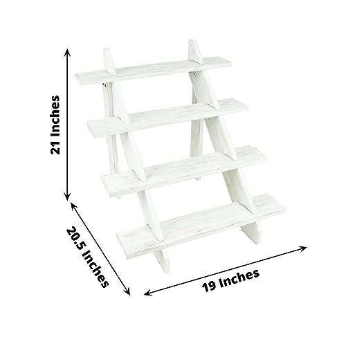21 in Whitewashed 4 Tier Wooden Cupcake Holder Ladder Dessert Display Stand Party Events Reception Decorations Supplies