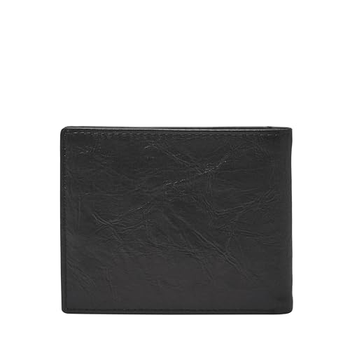 Image of Fossil Men's Neel Leather Bifold with Flip ID Wallet, Black, (Model: ML3899001)