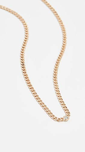Zoe Chicco Women's 14k Small Curb Chain Necklace with Floating Diamond4