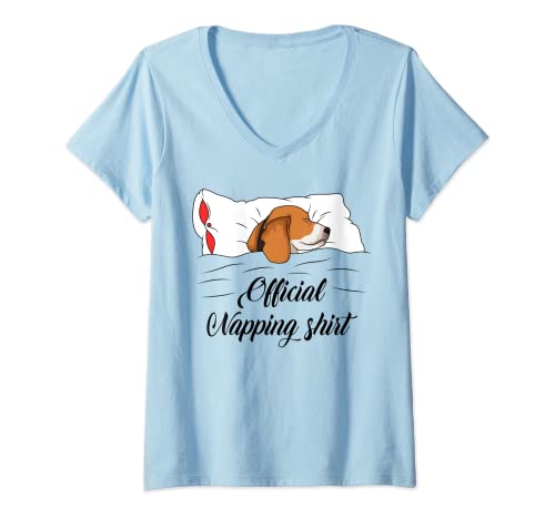 Femme Pyjama Beagle endormi pour amoureux des chiens T-Shirt avec Col en V