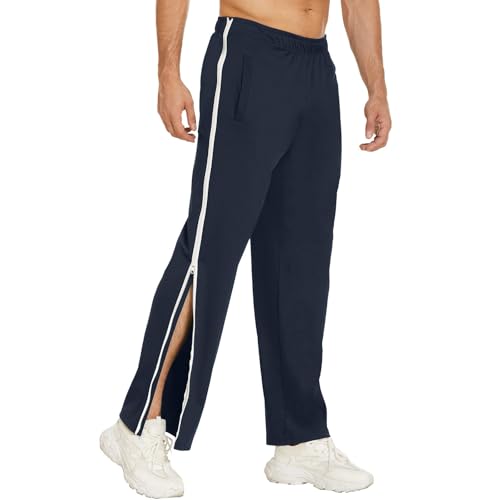 Men's Baggy Loose Fit Casual Pants Straight Leg Zip Split Jogging Running Basketball Sports Sweatpants, M-3XL