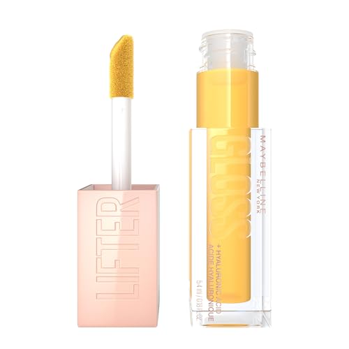 Maybelline New York, Lifter Gloss, Hidratante y Efecto Voluminizador, Cobertura Perfecta, con Ácido Hialurónico, Aplicador XXL para Labios Definidos, Tono Honey 026, 5.4ml